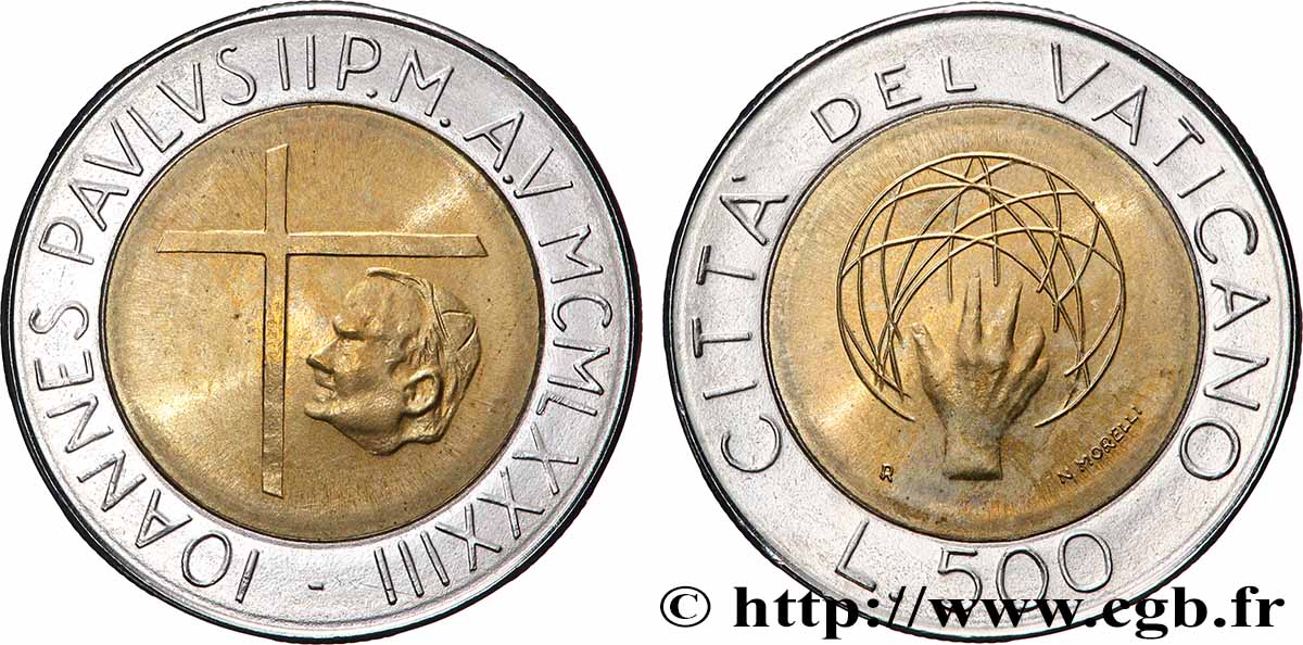 VATICANO E STATO PONTIFICIO 500 Lire Jean Paul II an V / création de l’univers 1983 Rome MS