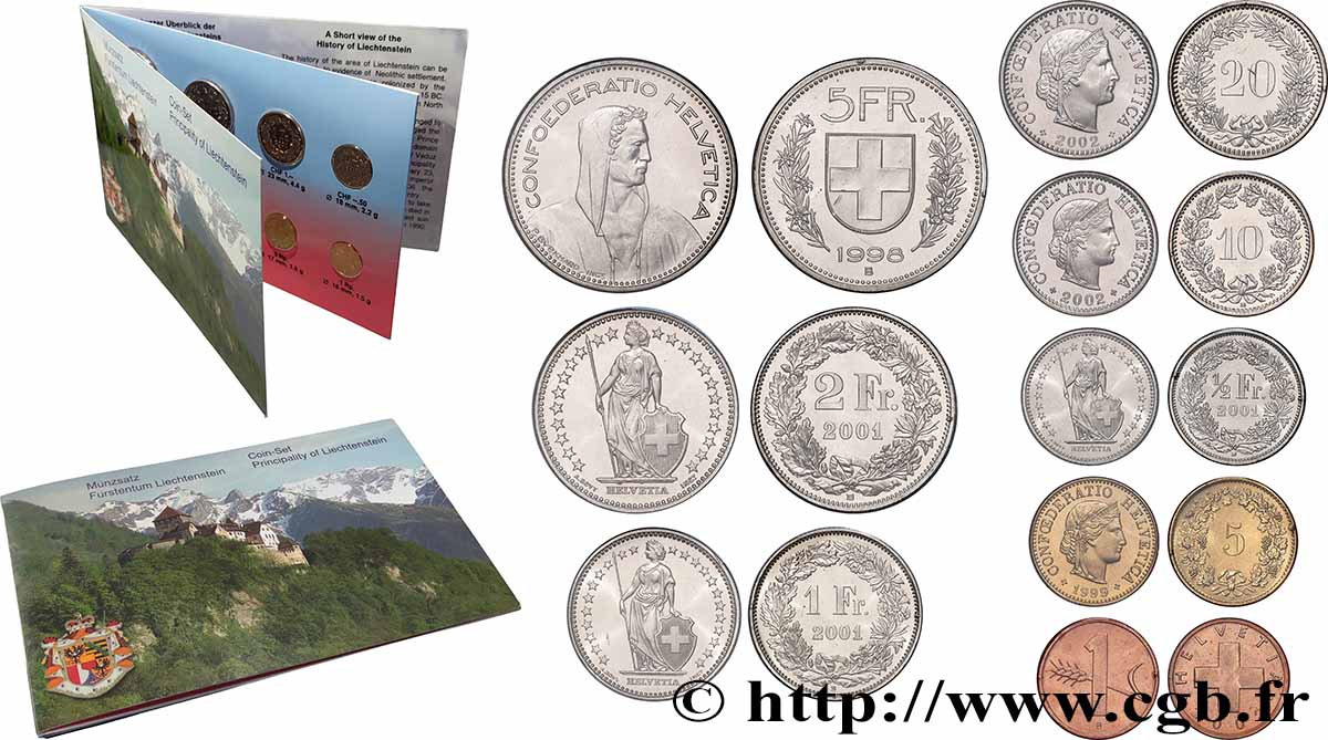 SUISSE Série Proof 8 Monnaies Années diverses FDC