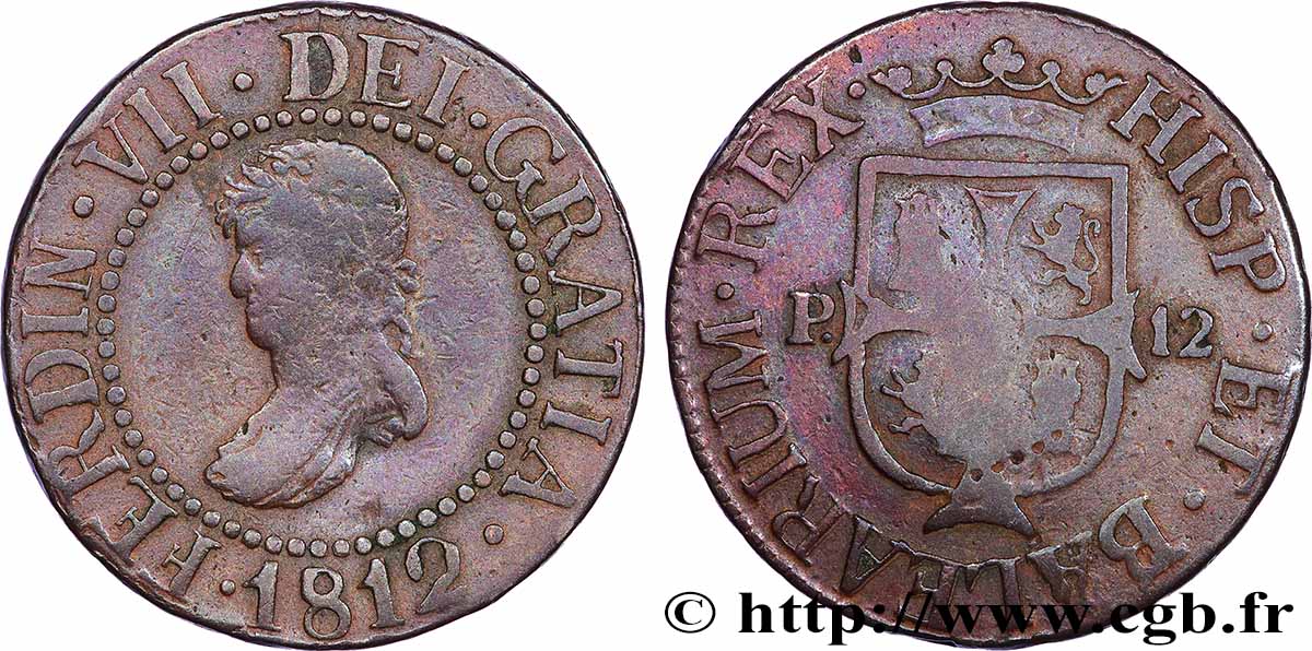 ESPAGNE - ÎLES BALÉARES 12 Dineros Ferdinand VII 1812 Majorque TB