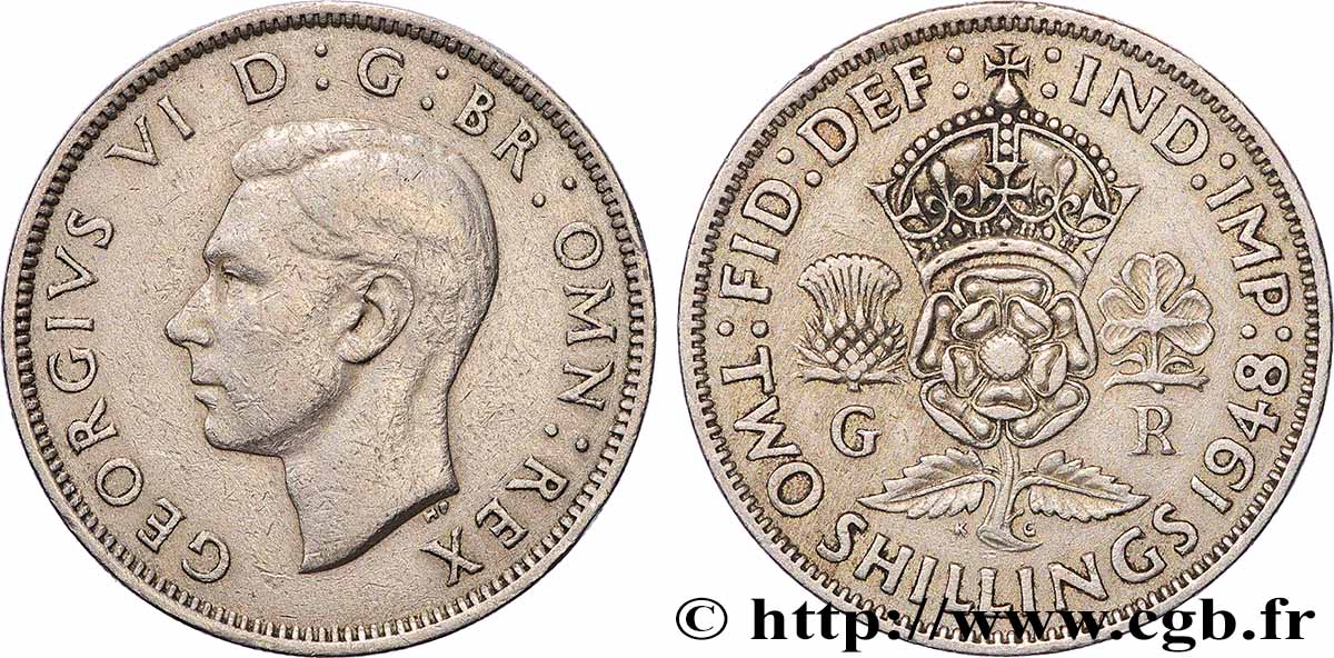 UNITED KINGDOM 2 Shillings Georges VI 1948 Londres XF