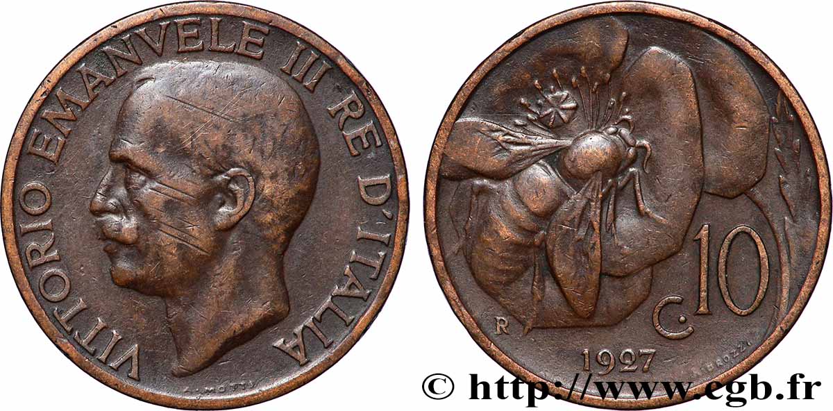 ITALIE 10 Centesimi Victor Emmanuel III 1927 Rome TTB