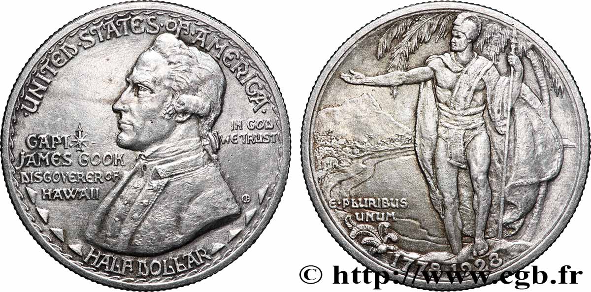 UNITED STATES OF AMERICA 1/2 Dollar Hawaï 1928 Philadelphie AU