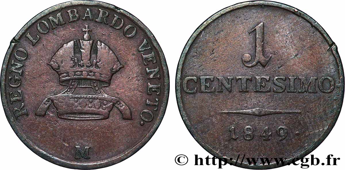 ITALIE - LOMBARDIE-VENITIE 1 Centesimo Lombardie-Vénitie 1849 Milan - M TB