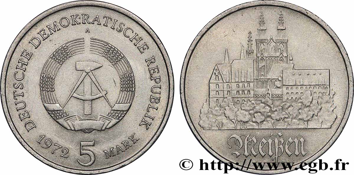 ALLEMAGNE RÉPUBLIQUE DÉMOCRATIQUE 5 Mark ville de Meissen 1972 Berlin TTB+