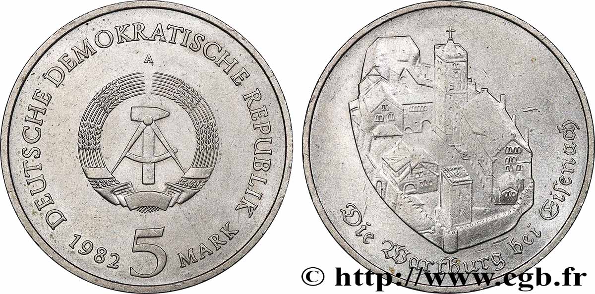 GERMAN DEMOCRATIC REPUBLIC 5 Mark Château de Wartburg 1982 AU