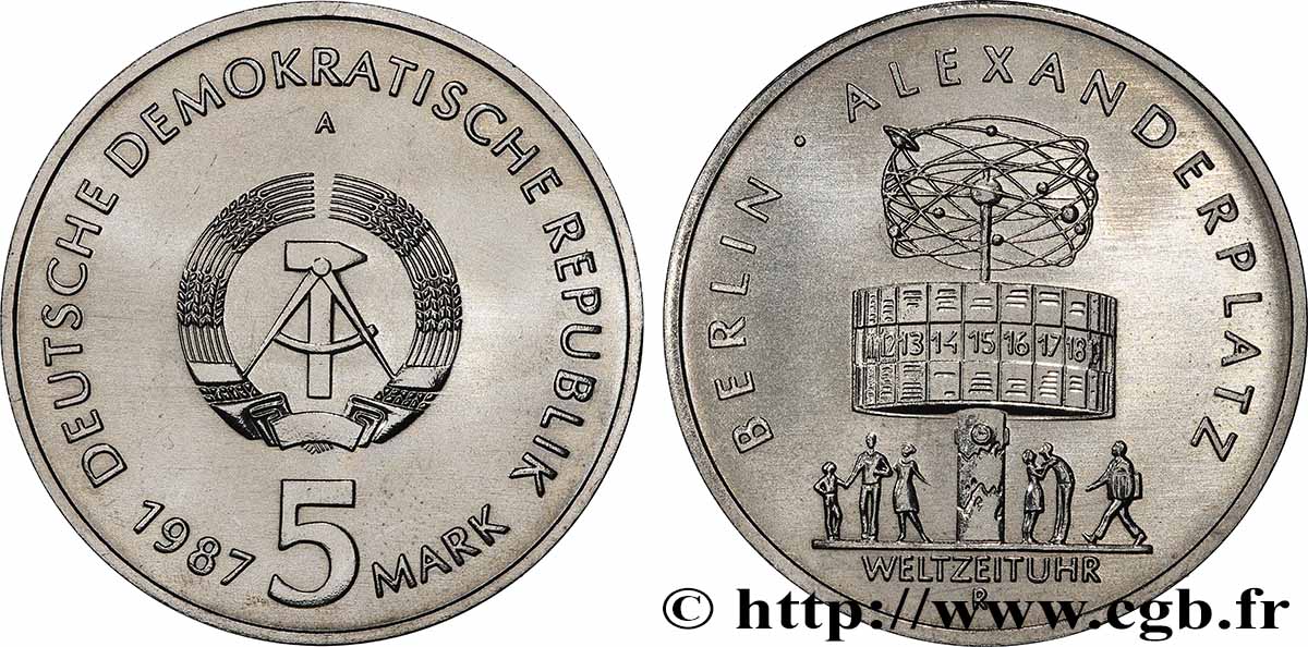 REPUBBLICA DEMOCRATICA TEDESCA 5 Mark 750e annivesaire de la ville de Berlin 1987 Berlin MS