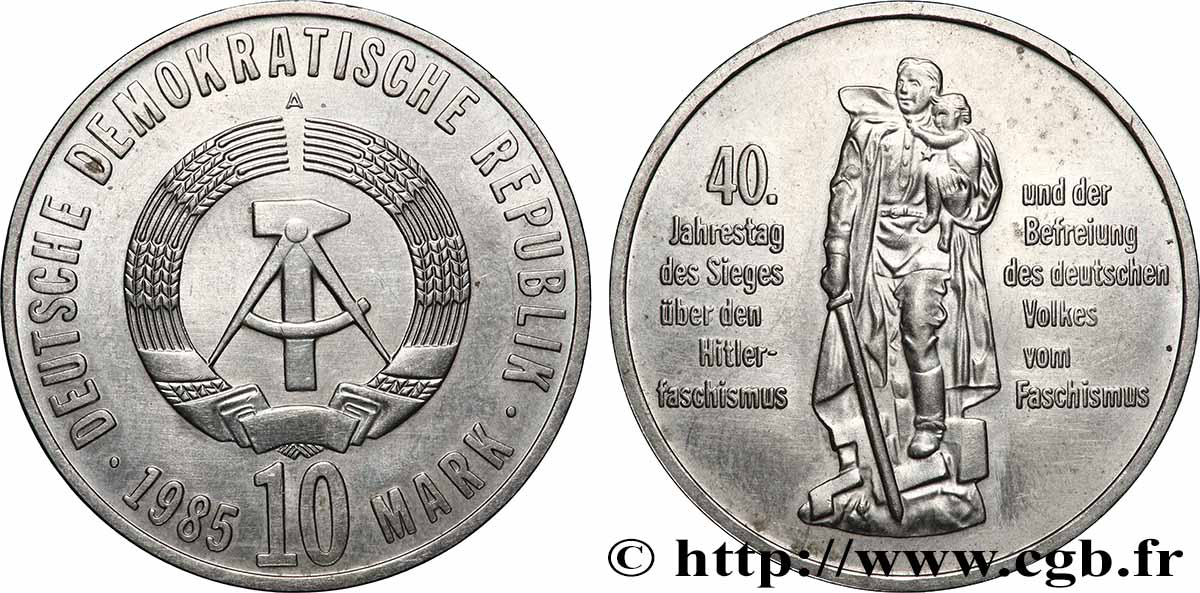 ALLEMAGNE RÉPUBLIQUE DÉMOCRATIQUE 10 Mark Libération du Fascisme 1985 Berlin SUP