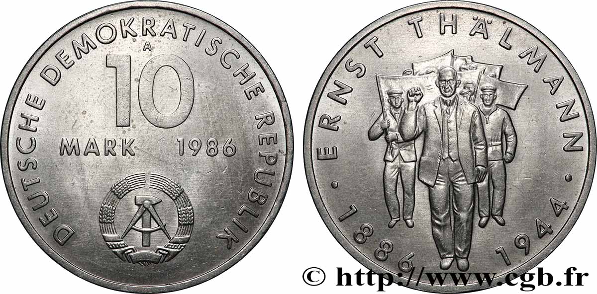 GERMAN DEMOCRATIC REPUBLIC 10 Mark Ernst Thälmann 1986 Berlin AU