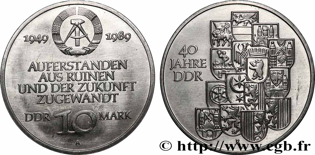 GERMAN DEMOCRATIC REPUBLIC 10 Mark Gouvernement 1989 Berlin AU