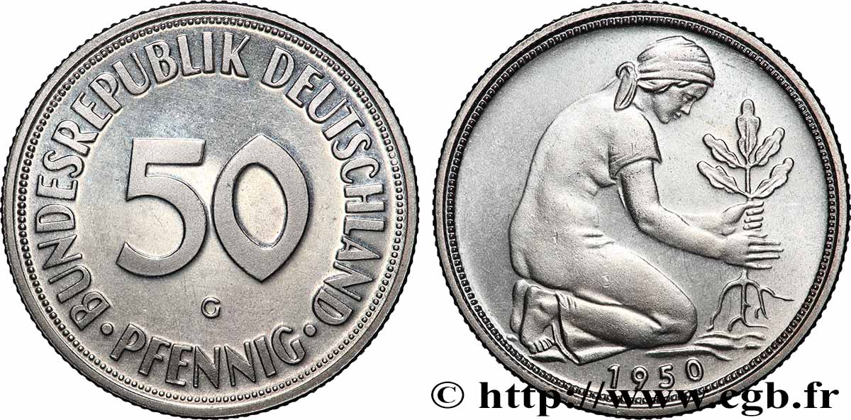 DEUTSCHE DEMOKRATISCHE REPUBLIK 50 Pfennig 1950 Karlruhe ST