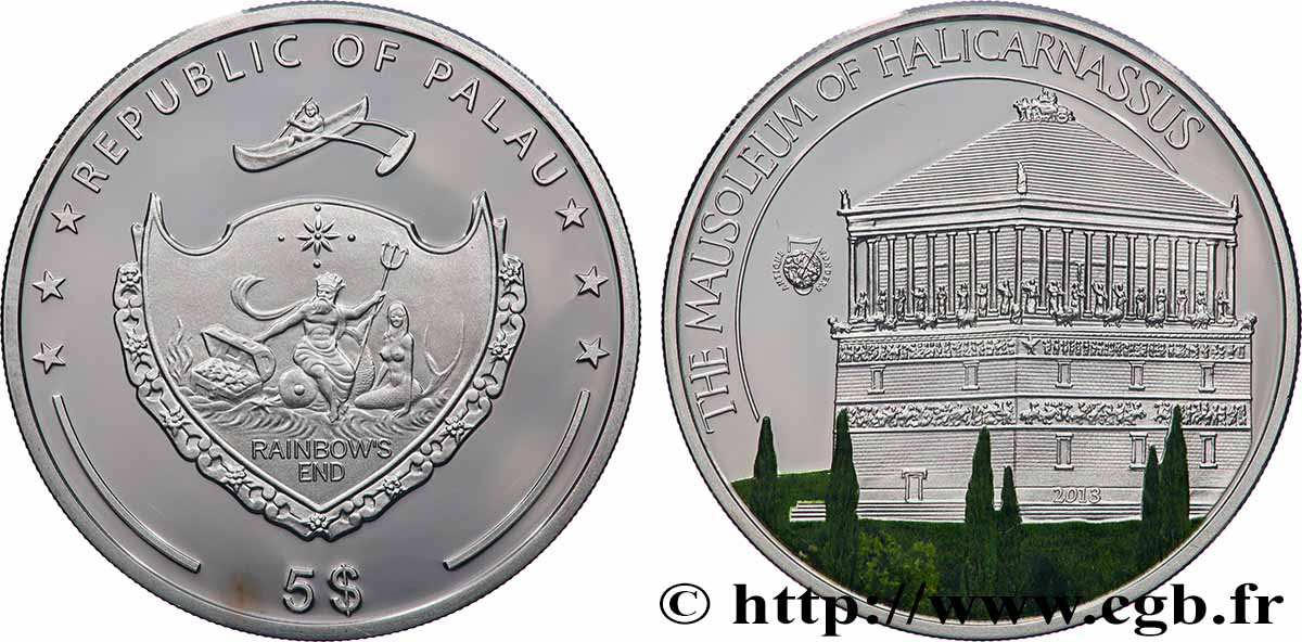 PALAU 5 Dollars Mausolée d’Halicarnasse 2013 ST