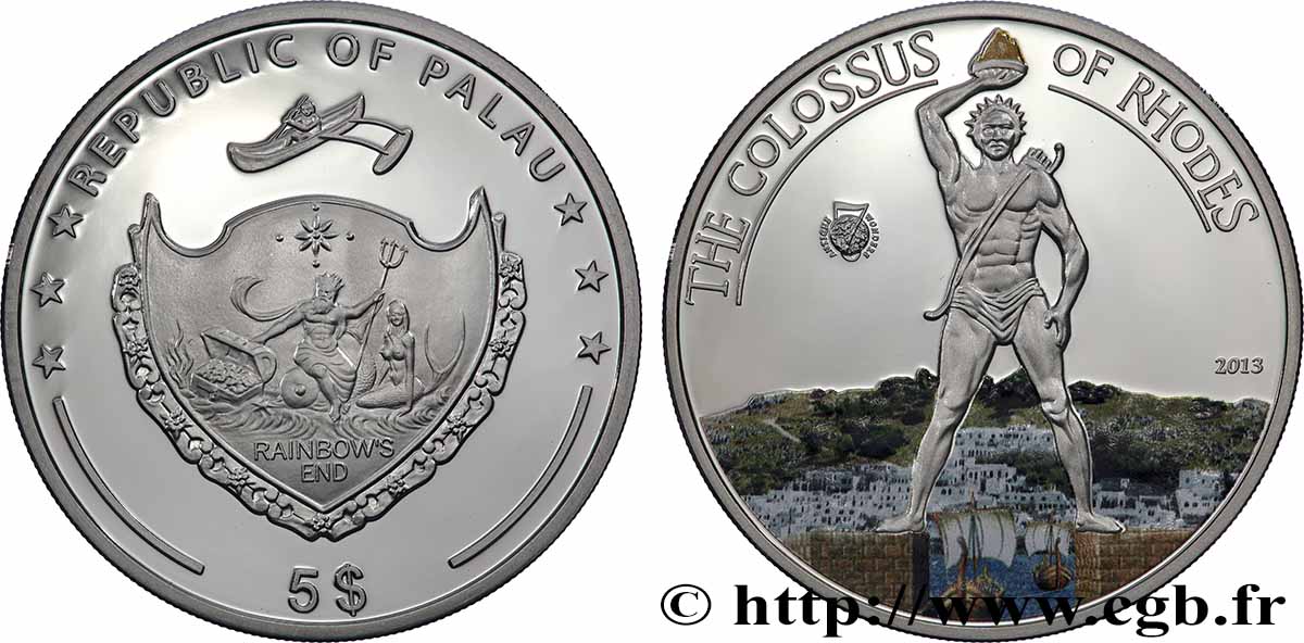 PALAU 5 Dollars Colosse de Rhodes 2013 SPL
