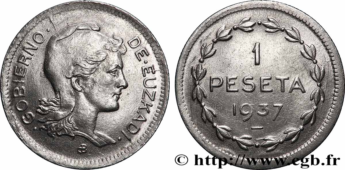 ESPAGNE - PAYS BASQUE 1 Peseta Gouvernement d’Euskadi 1937 Bruxelles TTB