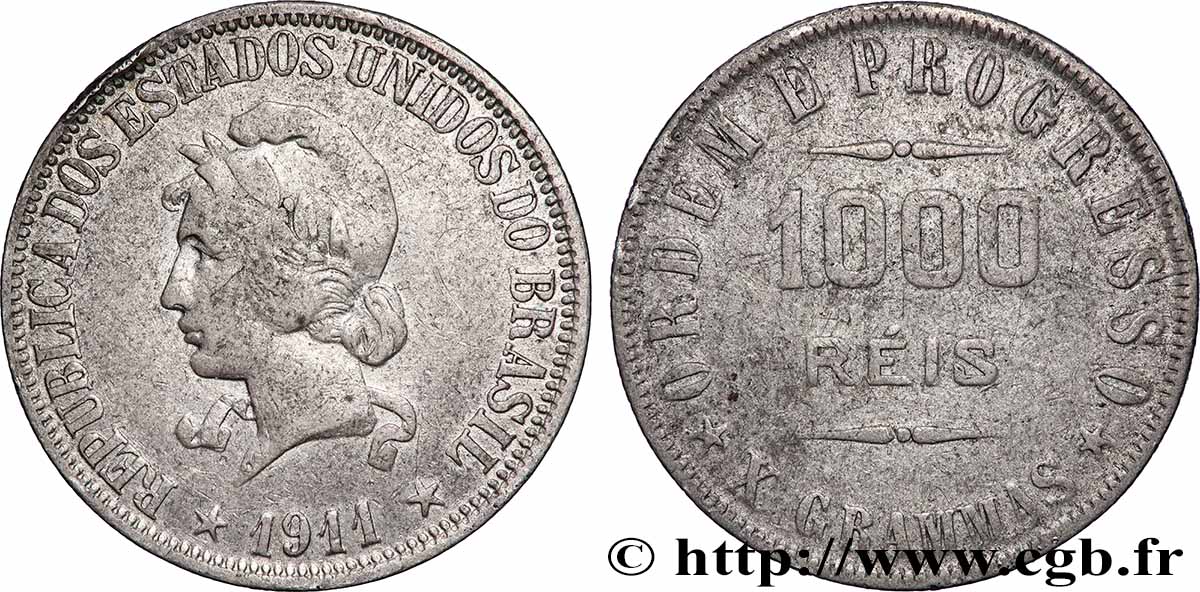 BRASILE 1000 Reis 1911 BB