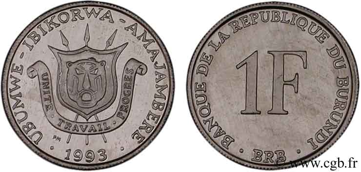 BURUNDI 1 Franc  1993 Pobjoy MS 