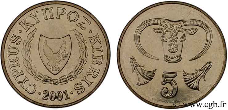 CHYPRE 5 Cents bouc 2001  SPL 