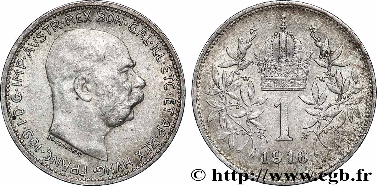 ÖSTERREICH 1 Corona François-Joseph Ier 1916 Vienne fVZ