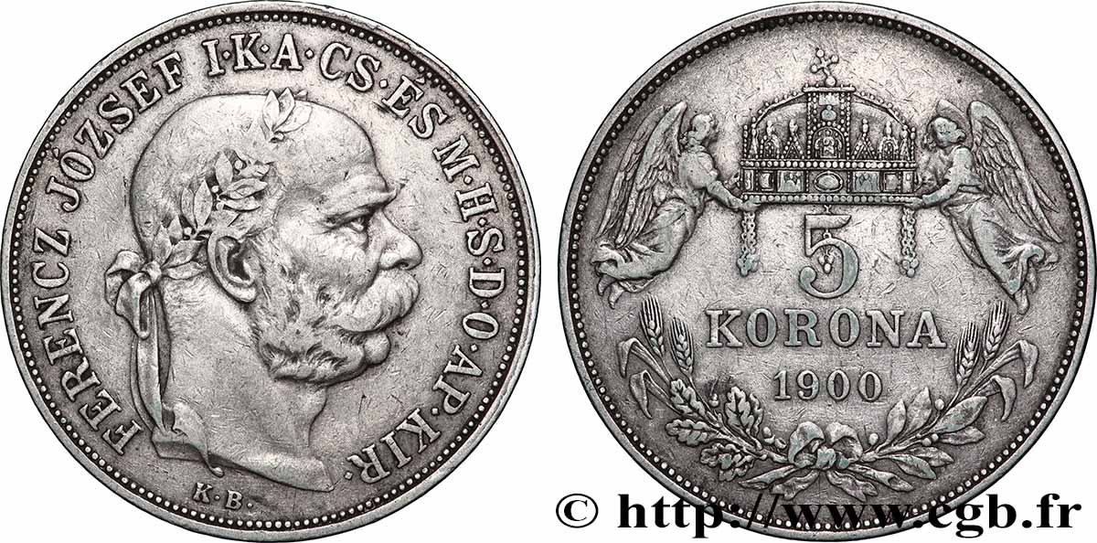 UNGHERIA 5 Korona François-Joseph 1900 Kremnitz q.BB