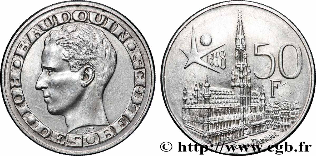 BELGIQUE 50 Francs Exposition Universelle de Bruxelles - légende française 1958 Bruxelles SUP