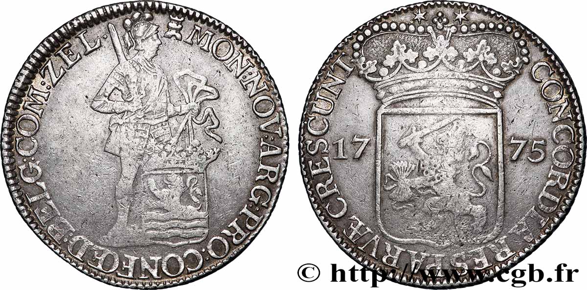 PAYS-BAS - PROVINCES-UNIES - ZÉLANDE 1 Ducat d’argent Zélande 1775 Middelbourg SS