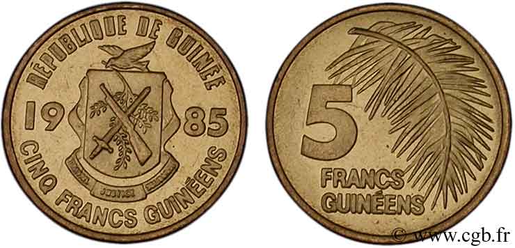 GUINÉE 5 Francs Guinéens 1985  SPL 