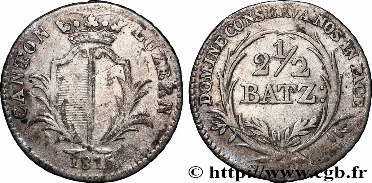 SUISSE - CANTON DE LUCERNE 2 1/2 Batzen - Canton de Lucerne 1815 TTB