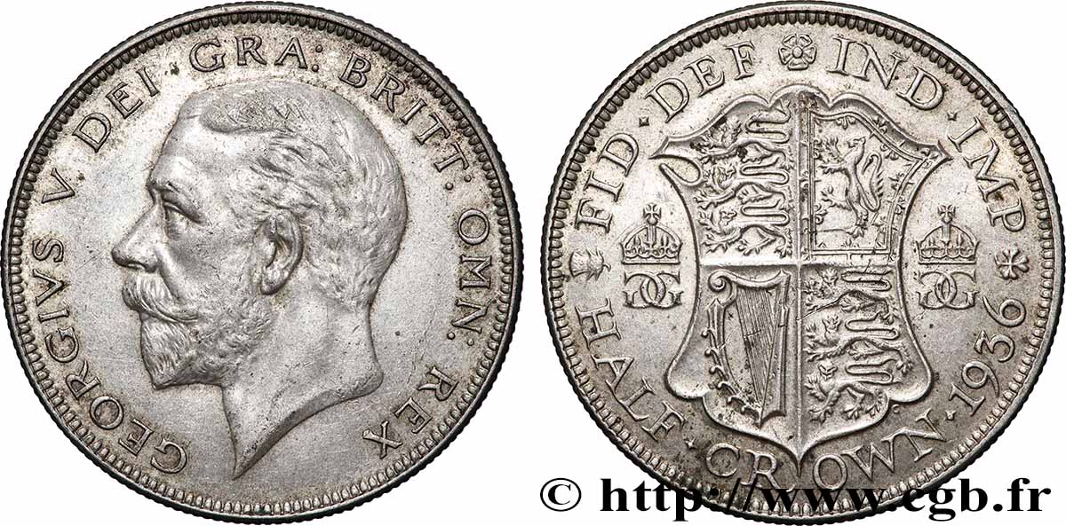 ROYAUME-UNI 1/2 Crown Georges V 1936 TTB+
