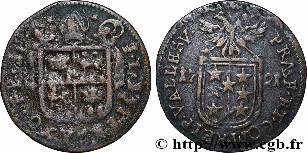 SUISSE - CANTON DU VALAIS 1/2 Batzen canton du Valais (Sitten) frappe au nom de l’évêque François-Joseph Supersaxo 1721 TB+