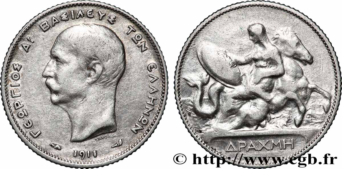 GRIECHENLAND 1 Drachme Georges Ier 1911 Paris fSS