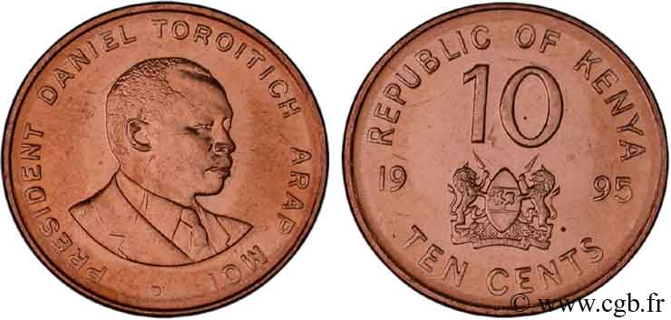 KENYA 10 Cents Président Daniel Arap Moi 1995  SPL 