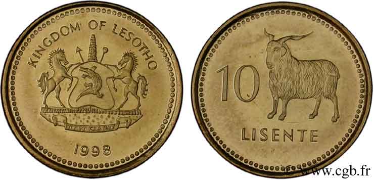 LESOTHO 10 Lisente emblème / chèvre angora 1998  SPL 