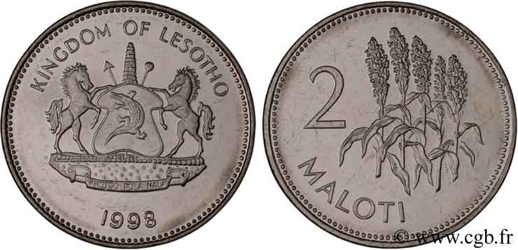 LESOTHO 2 Maloti emblème / plants de maïs 1998  MS 