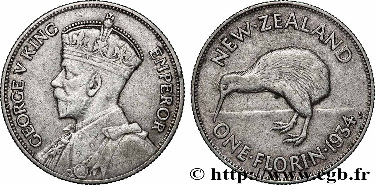 NOUVELLE-ZÉLANDE 1 Florin Georges V 1934 TB+