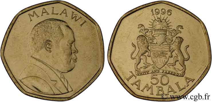 MALAWI 50 Tambala Bakili Muluzi 1996 Royal Mint fST 