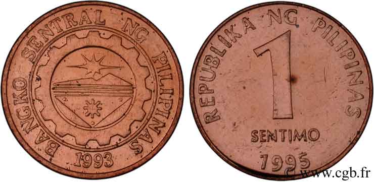 PHILIPPINES 1 Sentimo sceau de la Banque Centrale des Philippines 1995  SPL 