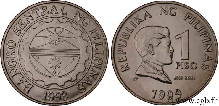 PHILIPPINES 1 Piso sceau de la Banque Centrale des Philippines / José Rizal 1999  SPL 