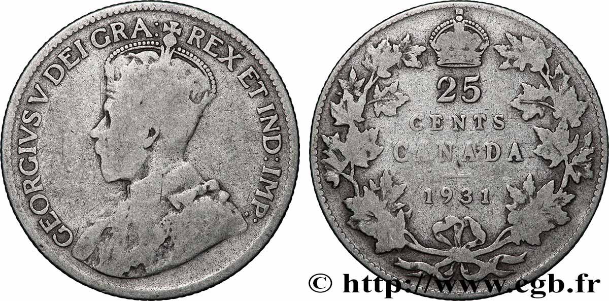 CANADA - GEORGES V 25 Cents 1931 VF