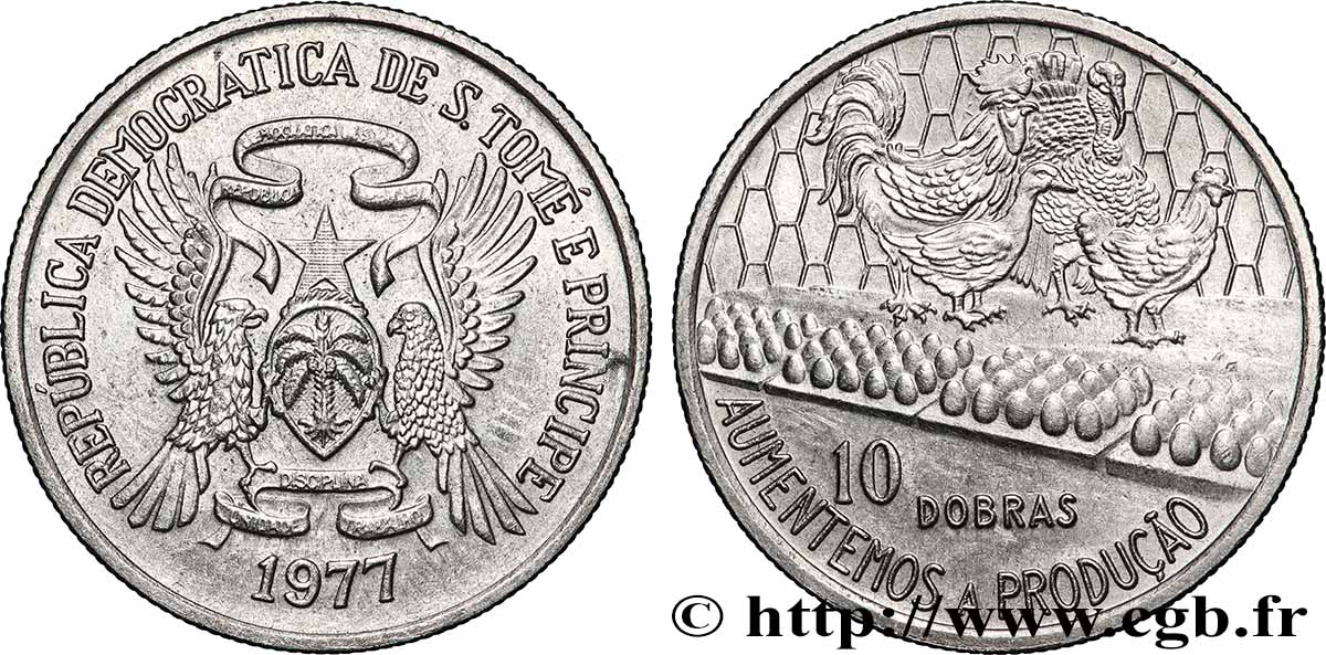 SAO TOME E PRINCIPE 10 Dobras FAO 1977 AU