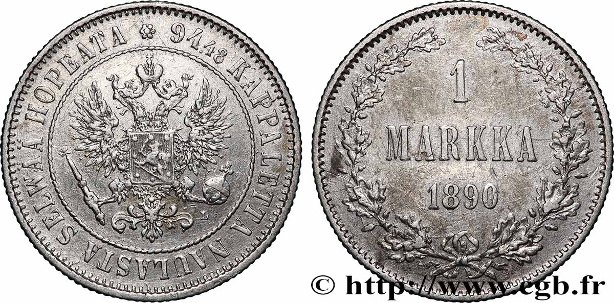 FINLAND 1 Markkaa 1890 Helsinki XF