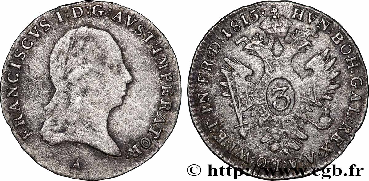 AUSTRIA 3 Kreuzer François Ier 1815 Vienne BB
