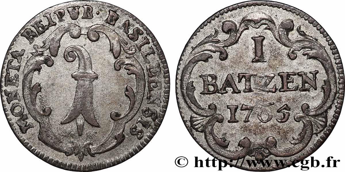 SWITZERLAND - CITY OF BASEL 1 Batzen 1765 Bâle XF