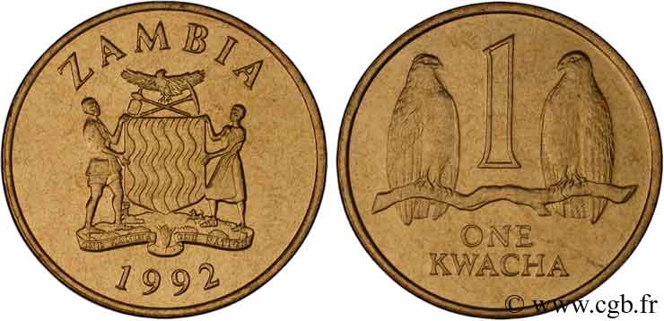 ZAMBIE 1 Kwacha emblème national / oiseaux 1992  SPL 