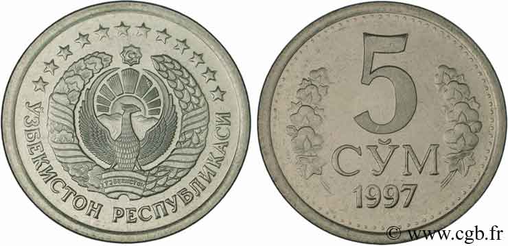 UZBEKISTAN 5 Som emblème national 1997  MS 