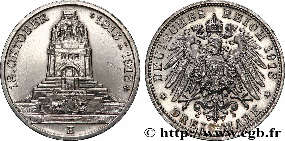ALLEMAGNE - PRUSSE 3 Mark ‘Monument de la Bataille des Nations’ 1913 Berlin SUP
