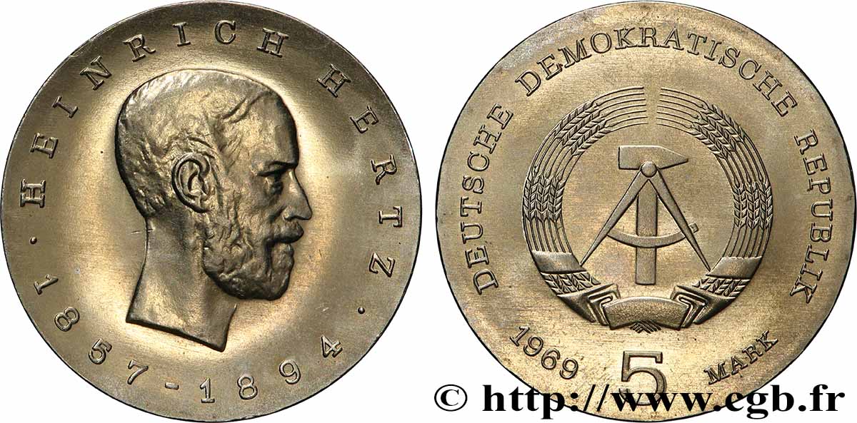 ALLEMAGNE RÉPUBLIQUE DÉMOCRATIQUE 5 Mark Heinrich Hertz 1969 Berlin SPL