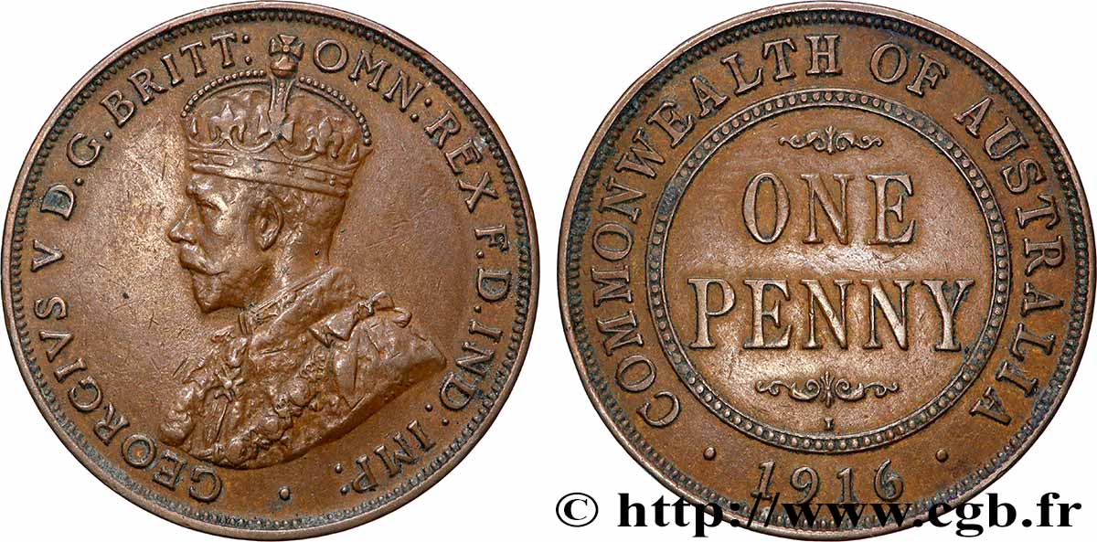 AUSTRALIE 1 Penny Georges V 1916 Calcutta TTB