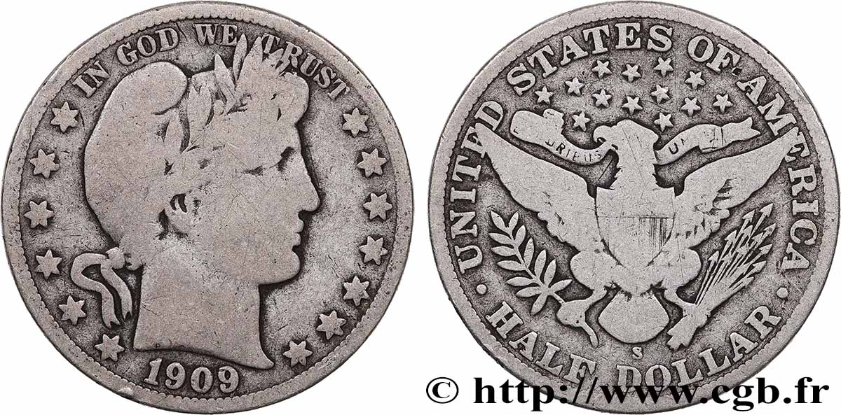 VEREINIGTE STAATEN VON AMERIKA 1/2 Dollar Barber 1909 San Francisco S