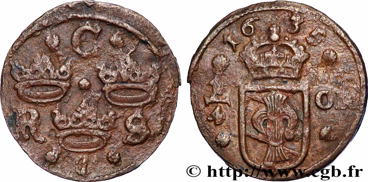 SVEZIA - REGNO DI SVEZIA - CRISTINA 1/4 Ore 1635 Nyköping ou Säter q.BB