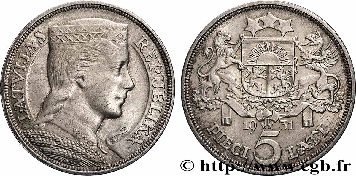 LATVIA 5 Lati 1931 Londres AU