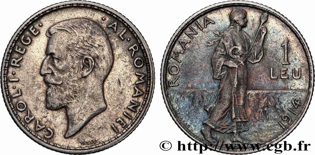 ROMANIA 1 Leu Charles Ier 1914 AU